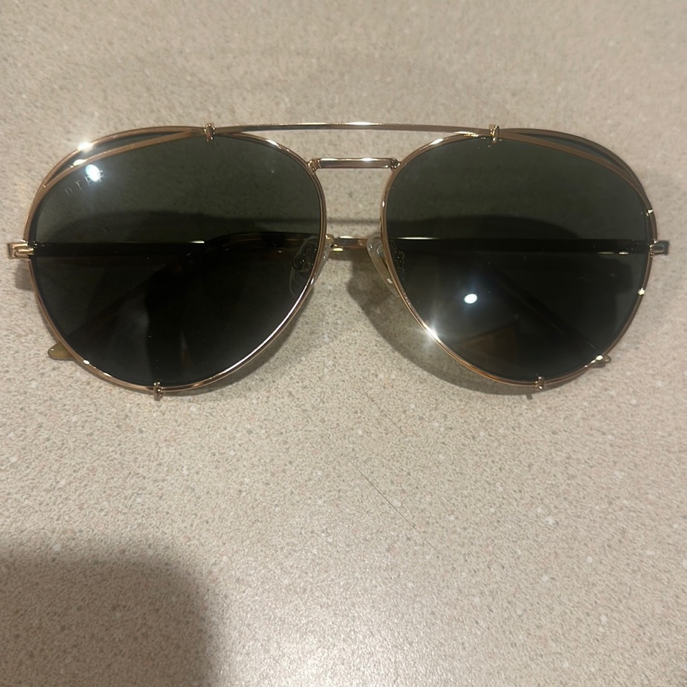 DIFF Koko Polarized Sunglasses Gold Aviator Frame G15 Green Polarized Lenses